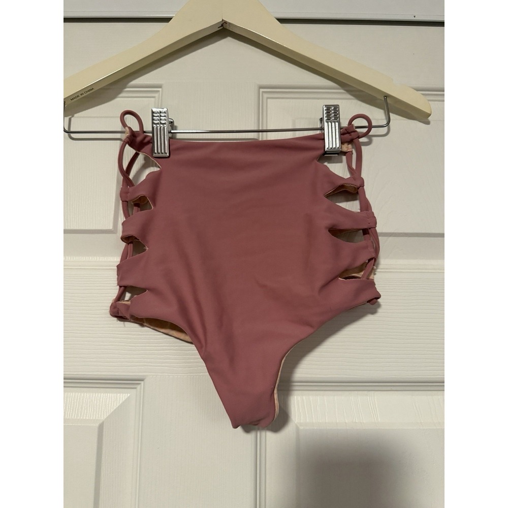 Acacia Queens Bikini Bottoms Dusty Rose Pink Python Snake Resort Beach